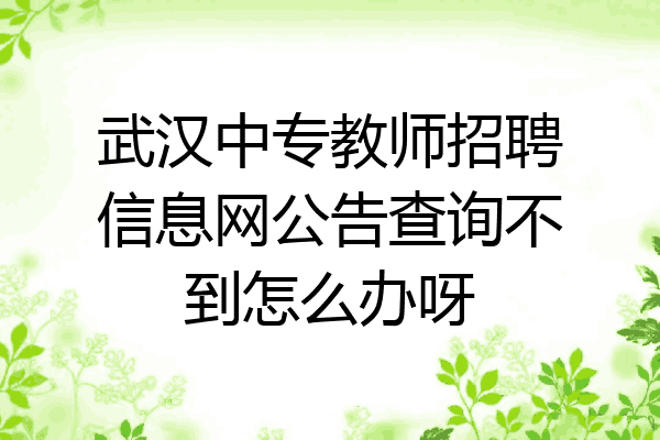 武汉中专教师招聘信息网公告查询不到怎么办呀