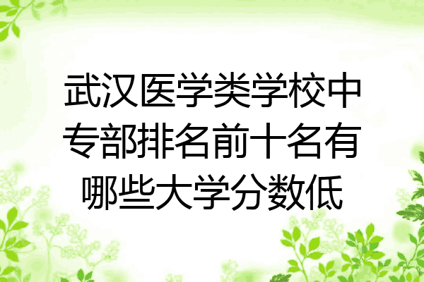武汉医学类学校中专部排名前十名有哪些大学分数低