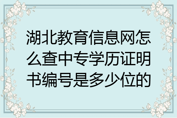 湖北教育信息网怎么查中专学历证明书编号是多少位的