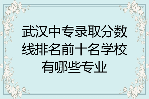 武汉中专录取分数线排名前十名学校有哪些专业