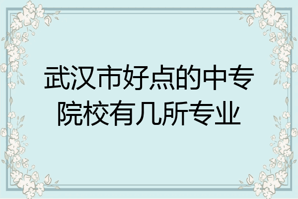 武汉市好点的中专院校有几所专业
