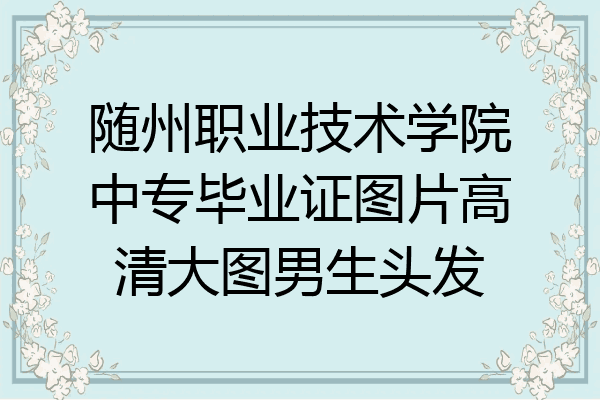 随州职业技术学院中专毕业证图片高清大图男生头发