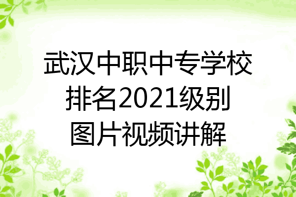 武汉中职中专学校排名2021级别图片视频讲解