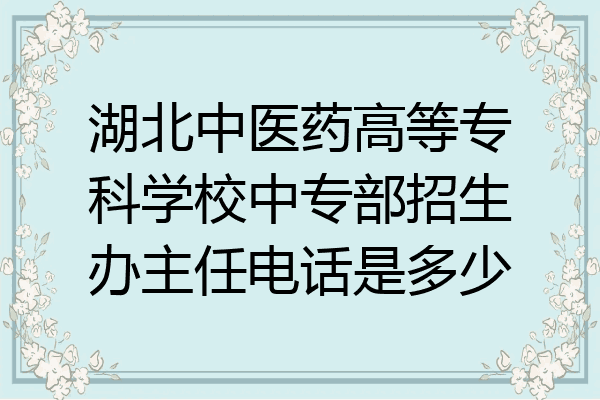 湖北中医药高等专科学校中专部招生办主任电话是多少
