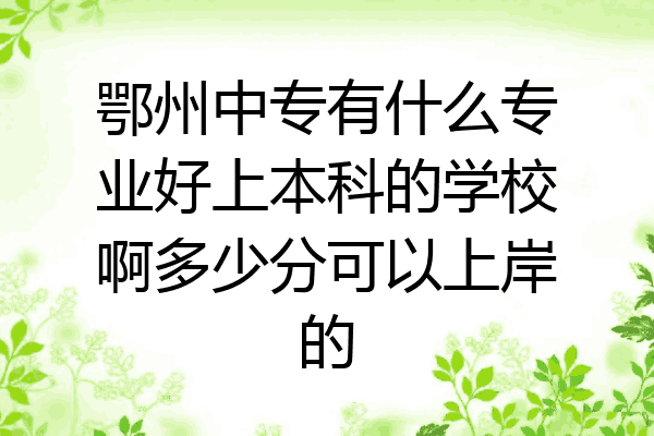 鄂州中专有什么专业好上本科的学校啊多少分可以上岸的