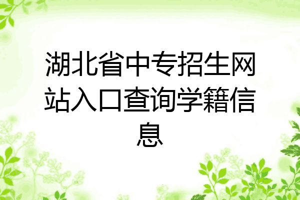 湖北省中专招生网站入口查询学籍信息