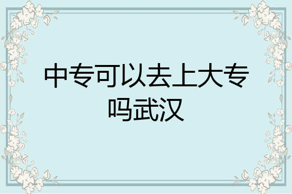 中专可以去上大专吗武汉