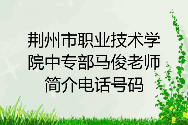 荆州市职业技术学院中专部马俊老师简介电话号码