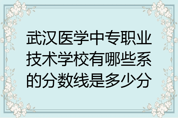 武汉医学中专职业技术学校有哪些系的分数线是多少分