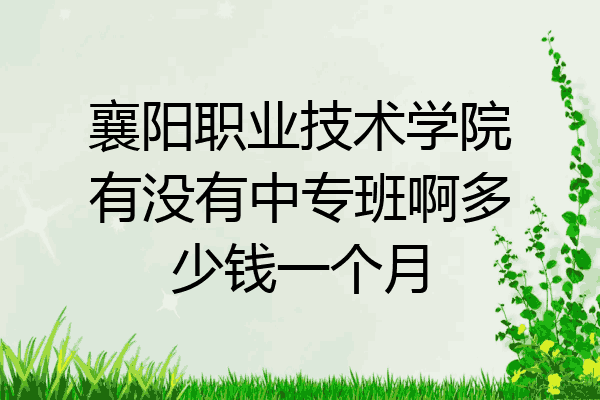 襄阳职业技术学院有没有中专班啊多少钱一个月