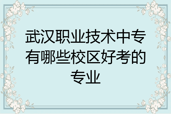 武汉职业技术中专有哪些校区好考的专业