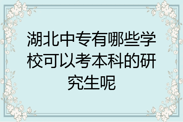 湖北中专有哪些学校可以考本科的研究生呢