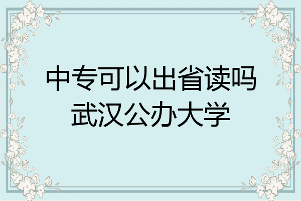 中专可以出省读吗武汉公办大学