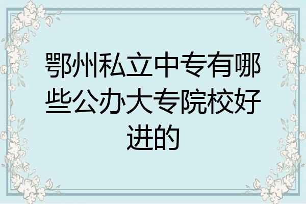 鄂州私立中专有哪些公办大专院校好进的
