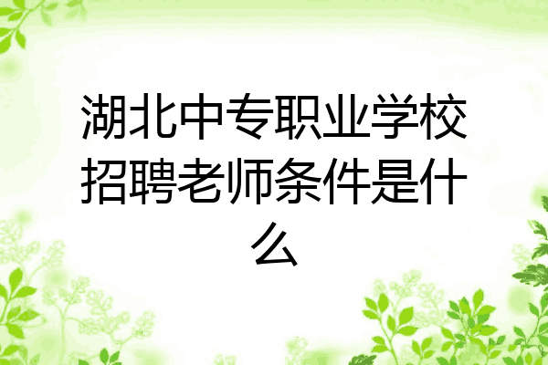 湖北中专职业学校招聘老师条件是什么