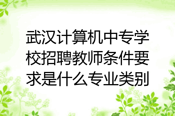 武汉计算机中专学校招聘教师条件要求是什么专业类别