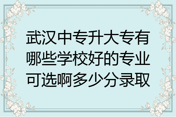 武汉中专升大专有哪些学校好的专业可选啊多少分录取