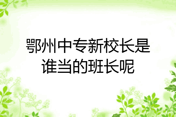 鄂州中专新校长是谁当的班长呢