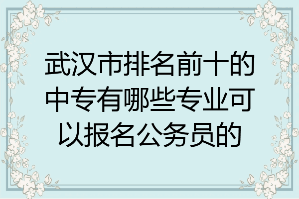 武汉市排名前十的中专有哪些专业可以报名公务员的