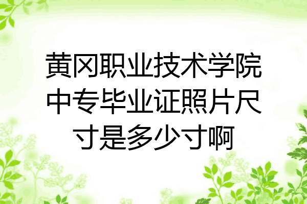 黄冈职业技术学院中专毕业证照片尺寸是多少寸啊