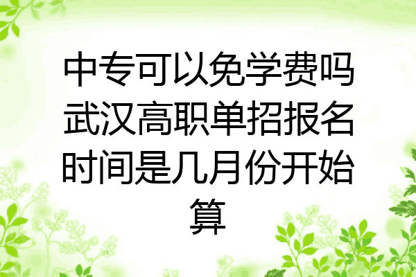 中专可以免学费吗武汉高职单招报名时间是几月份开始算