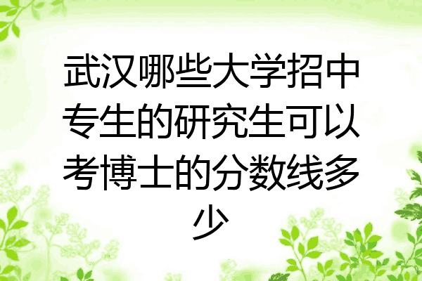 武汉哪些大学招中专生的研究生可以考博士的分数线多少