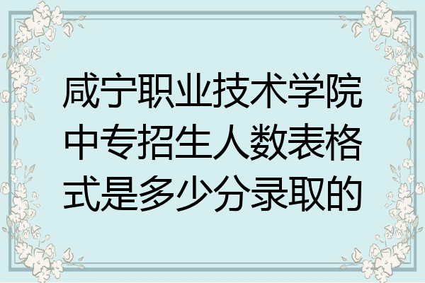 咸宁职业技术学院中专招生人数表格式是多少分录取的