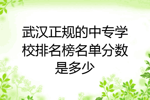 武汉正规的中专学校排名榜名单分数是多少