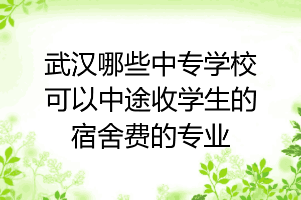 武汉哪些中专学校可以中途收学生的宿舍费的专业
