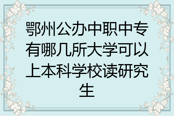 鄂州公办中职中专有哪几所大学可以上本科学校读研究生