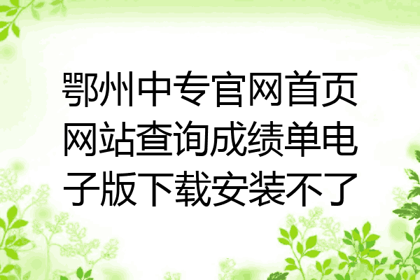 鄂州中专官网首页网站查询成绩单电子版下载安装不了