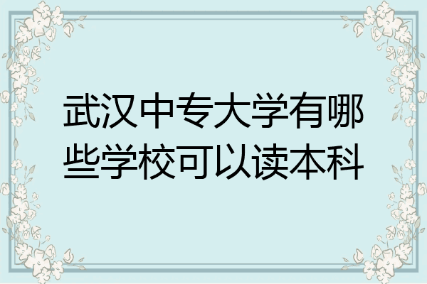武汉中专大学有哪些学校可以读本科