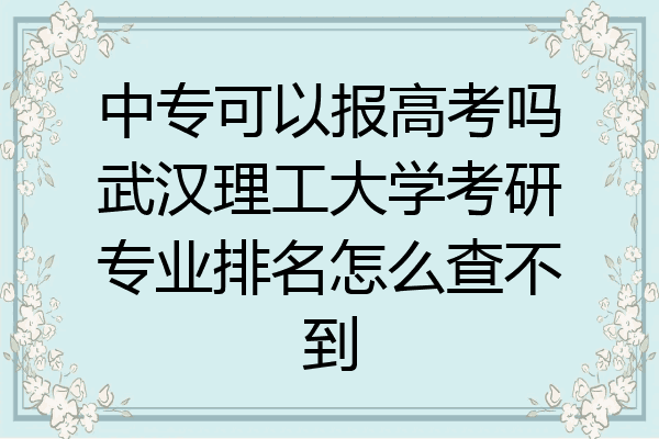中专可以报高考吗武汉理工大学考研专业排名怎么查不到