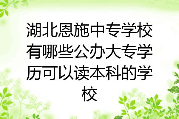 湖北恩施中专学校有哪些公办大专学历可以读本科的学校
