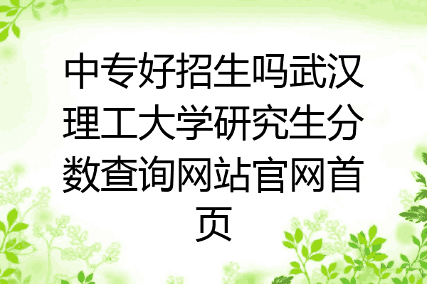 中专好招生吗武汉理工大学研究生分数查询网站官网首页