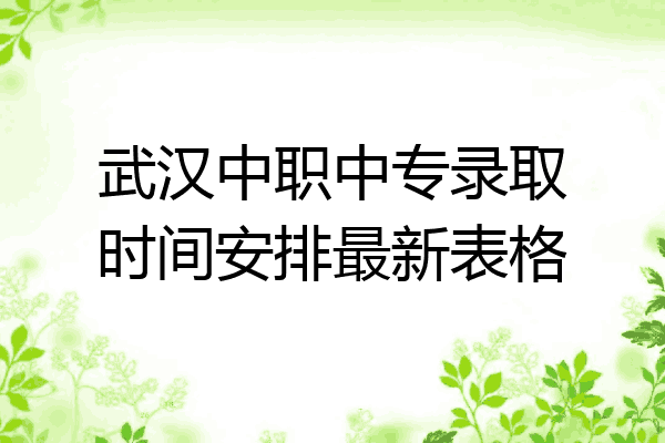 武汉中职中专录取时间安排最新表格