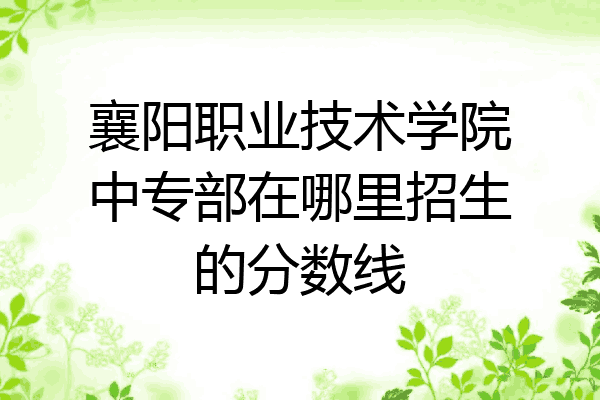 襄阳职业技术学院中专部在哪里招生的分数线