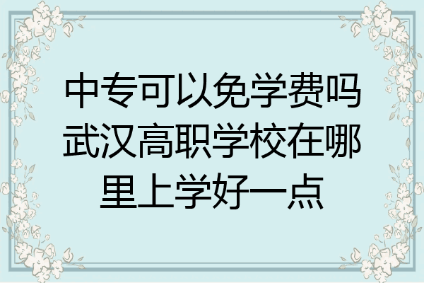 中专可以免学费吗武汉高职学校在哪里上学好一点