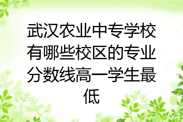 武汉农业中专学校有哪些校区的专业分数线高一学生最低