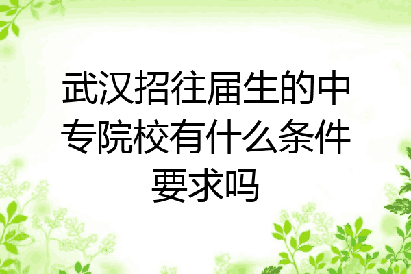 武汉招往届生的中专院校有什么条件要求吗