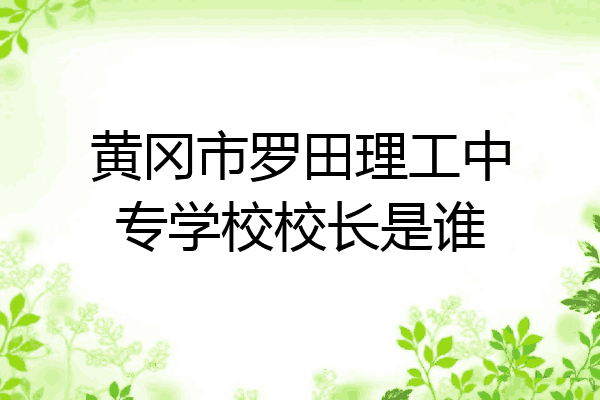 黄冈市罗田理工中专学校校长是谁
