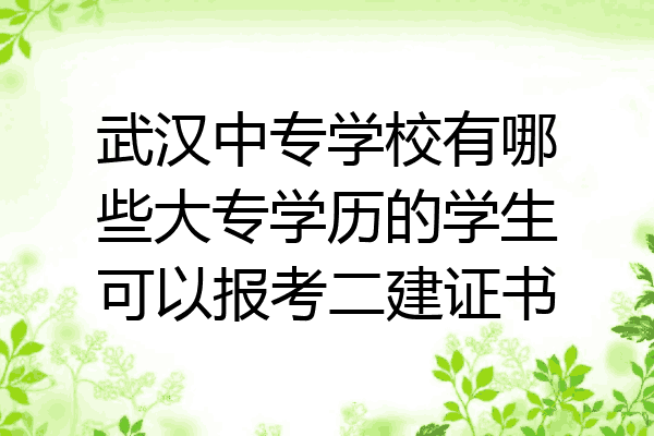 武汉中专学校有哪些大专学历的学生可以报考二建证书