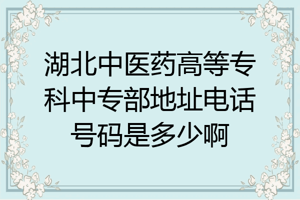 湖北中医药高等专科中专部地址电话号码是多少啊