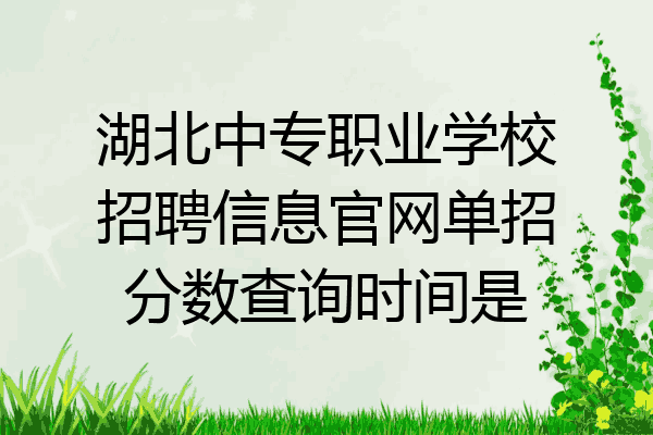 湖北中专职业学校招聘信息官网单招分数查询时间是