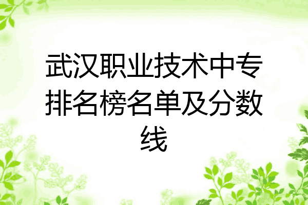 武汉职业技术中专排名榜名单及分数线