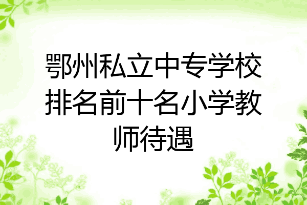 鄂州私立中专学校排名前十名小学教师待遇