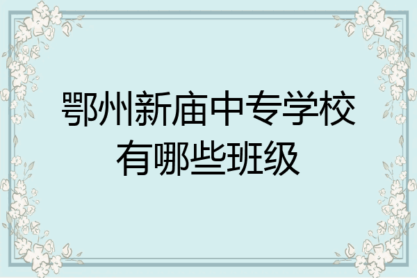 鄂州新庙中专学校有哪些班级