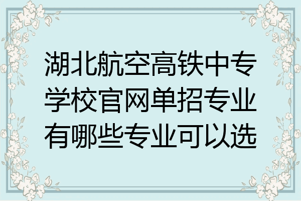 湖北航空高铁中专学校官网单招专业有哪些专业可以选