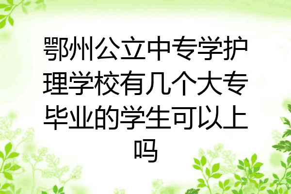 鄂州公立中专学护理学校有几个大专毕业的学生可以上吗