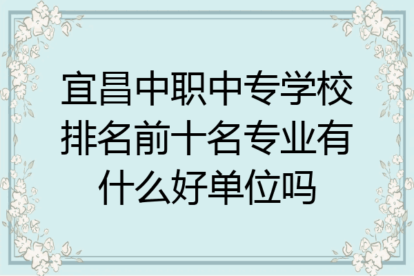 宜昌中职中专学校排名前十名专业有什么好单位吗